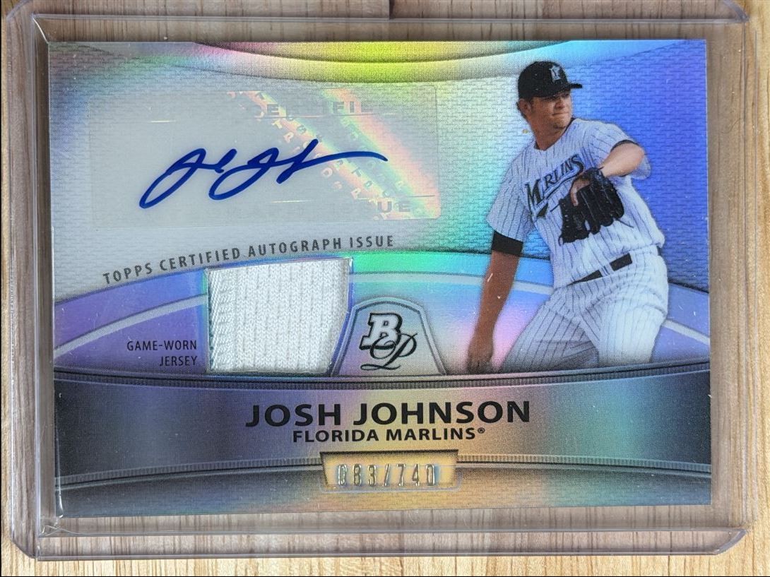 2010 Bowman Platinum Relic Autographs Refractors Josh Johnson Auto 083/740