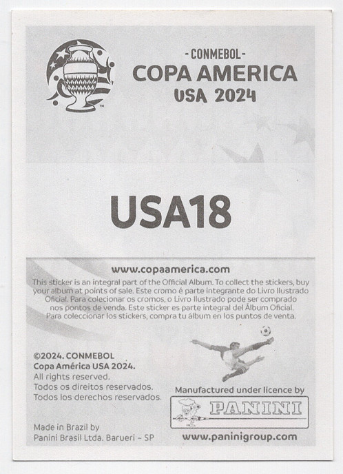 #USA18 Timothy Weah Panini FIFA CONMEBOL Copa América 2024 Latin America Edition