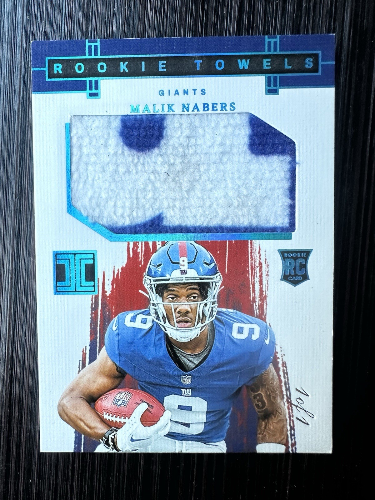 MALIK NABERS 2024 IMPECCABLE ROOKIE TOWELS PLATINUM RC #RT-MNS 1/1 PANINI GIANTS