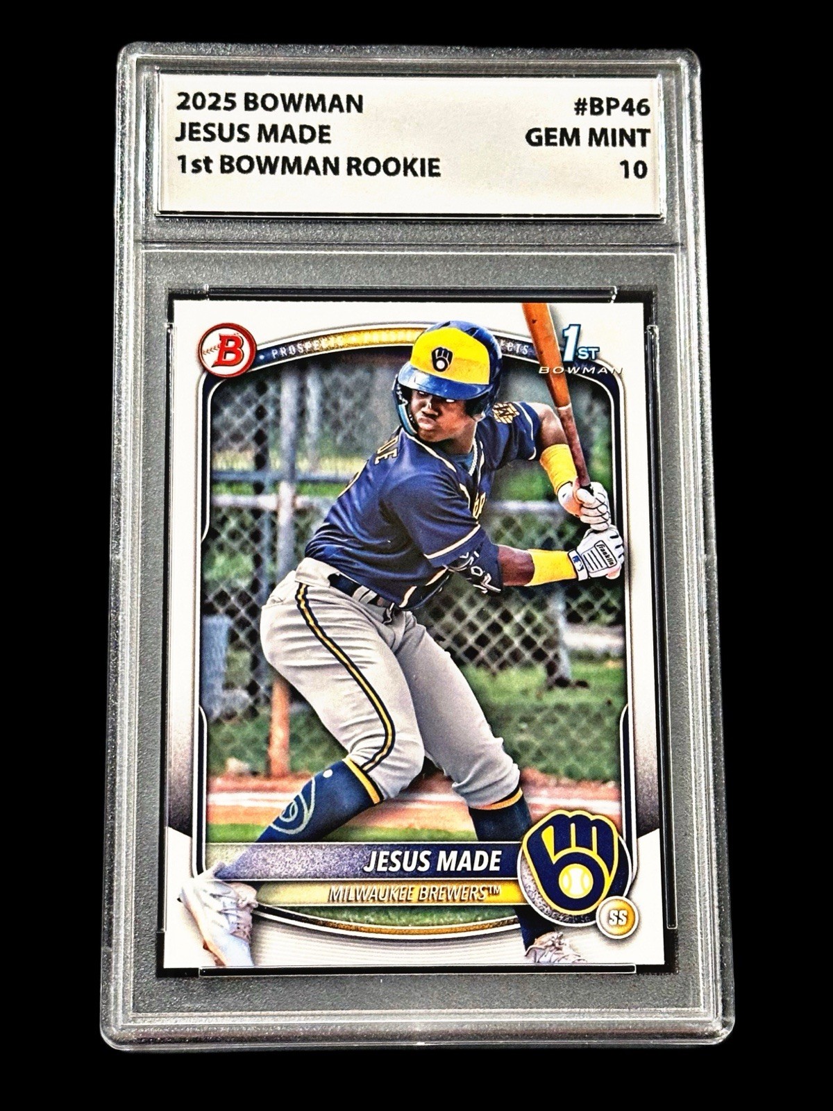 2025 Jesus Made 1st Bowman Rookie Card BP-66 Graded 10 Gem Mint Brewers