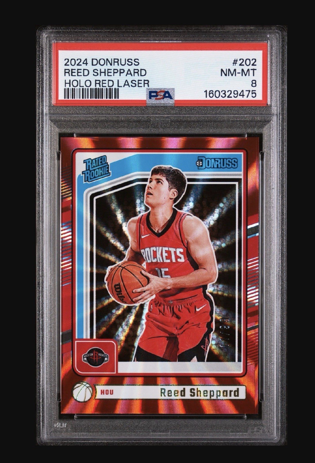 2024-25 Panini Donruss Rated Rookie Reed Sheppard #202 Holo Red Laser /99 (RC)