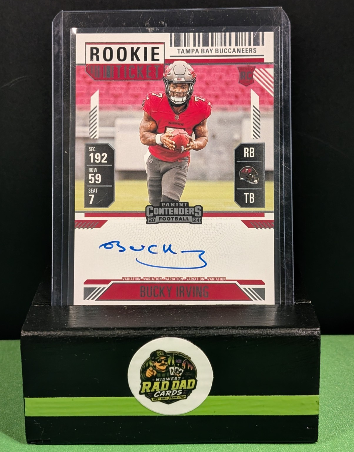 Panini 2024 Contenders Bucky Irving Buccaneers Rookie Ticket Var Auto #122