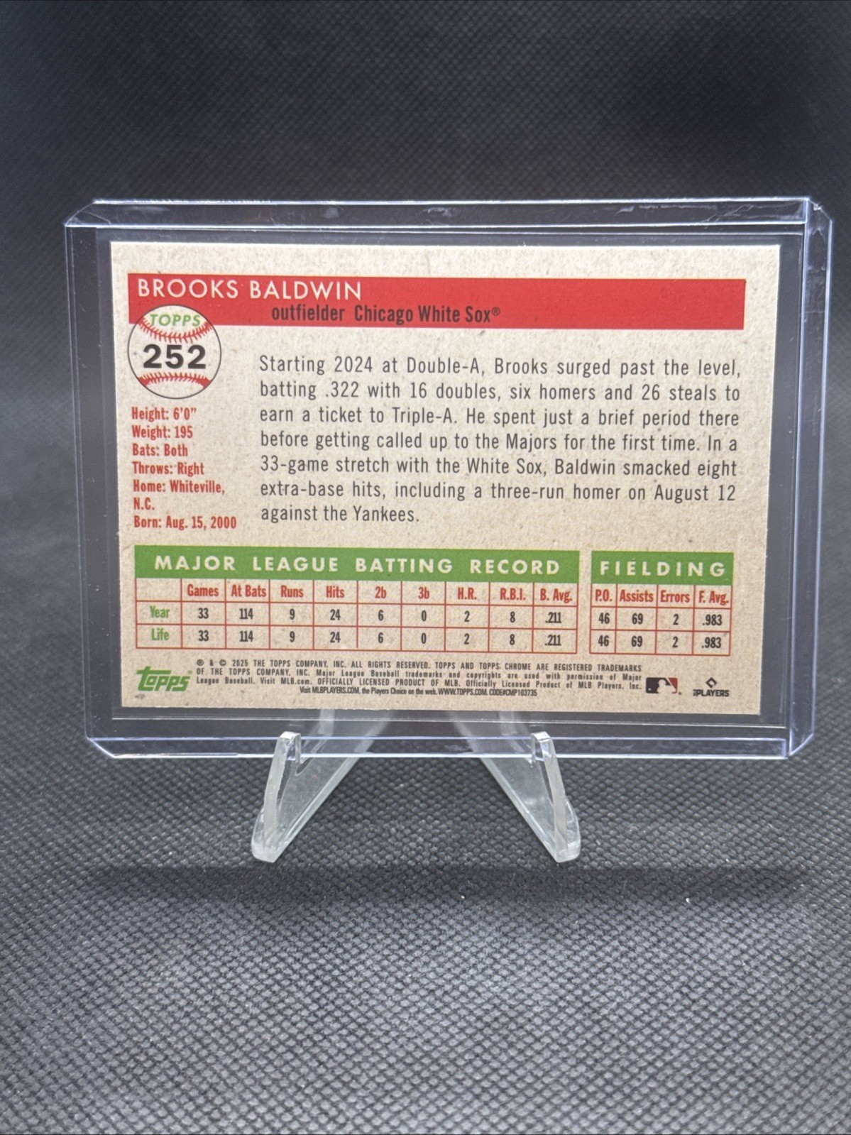 2025 Topps Chrome Platinum Brooks Baldwin RC Green Vibrations Refractor /99