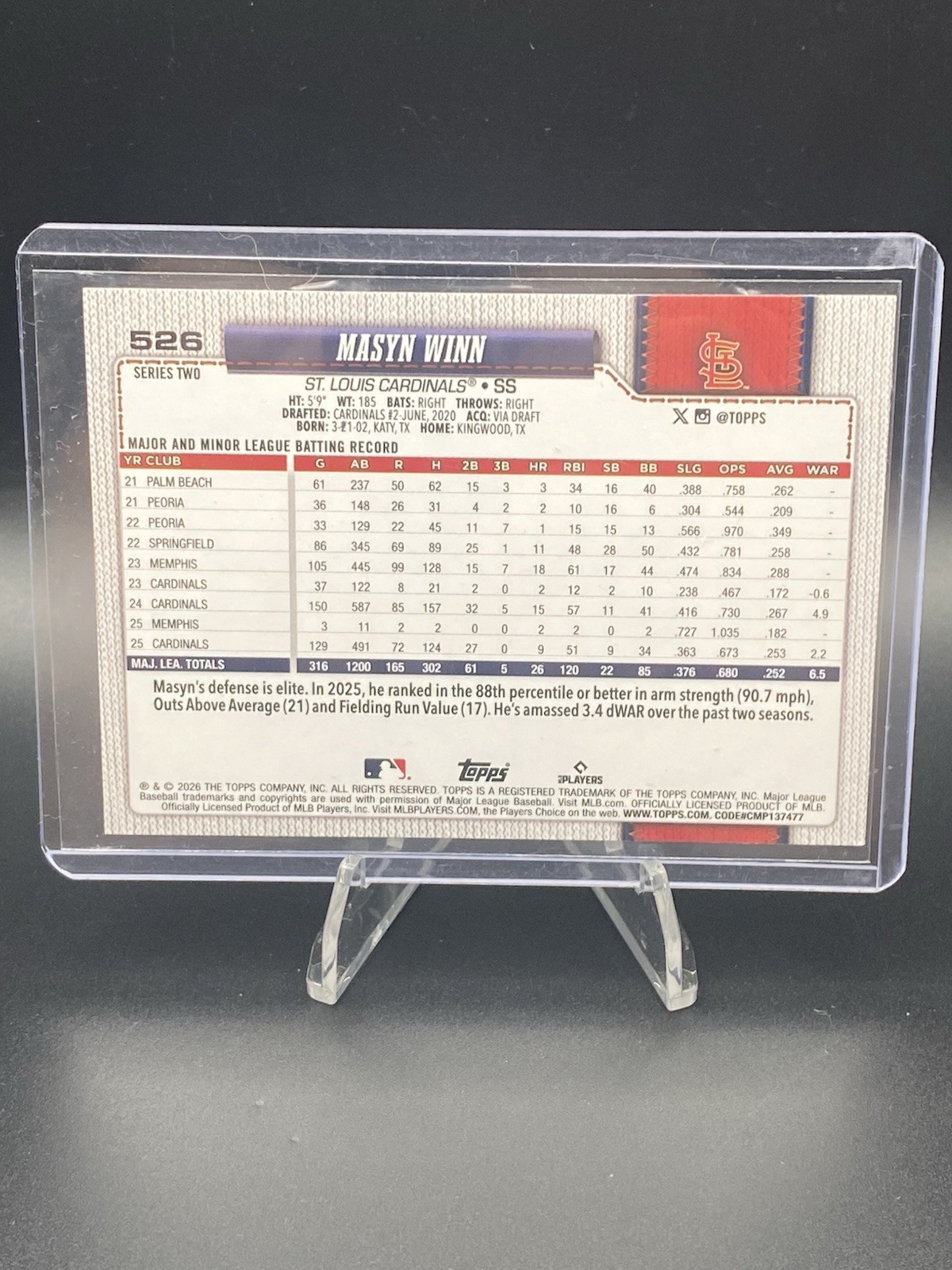 Masyn Winn – 2026 Topps Series 2 #526 Cardinals Sandglitter