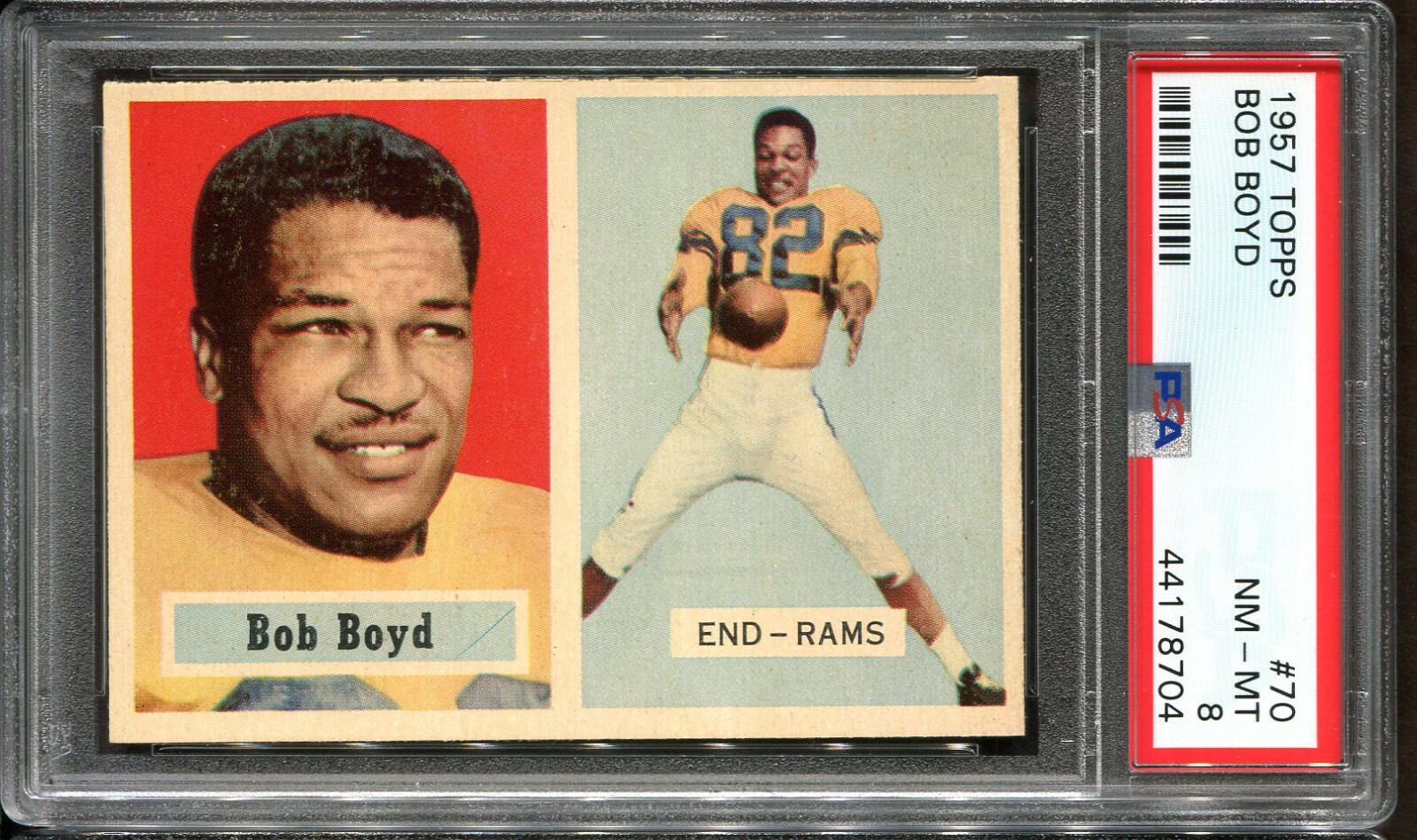 1957 Topps Football #70 Bob Boyd PSA 8 ++ Los Angeles Rams
