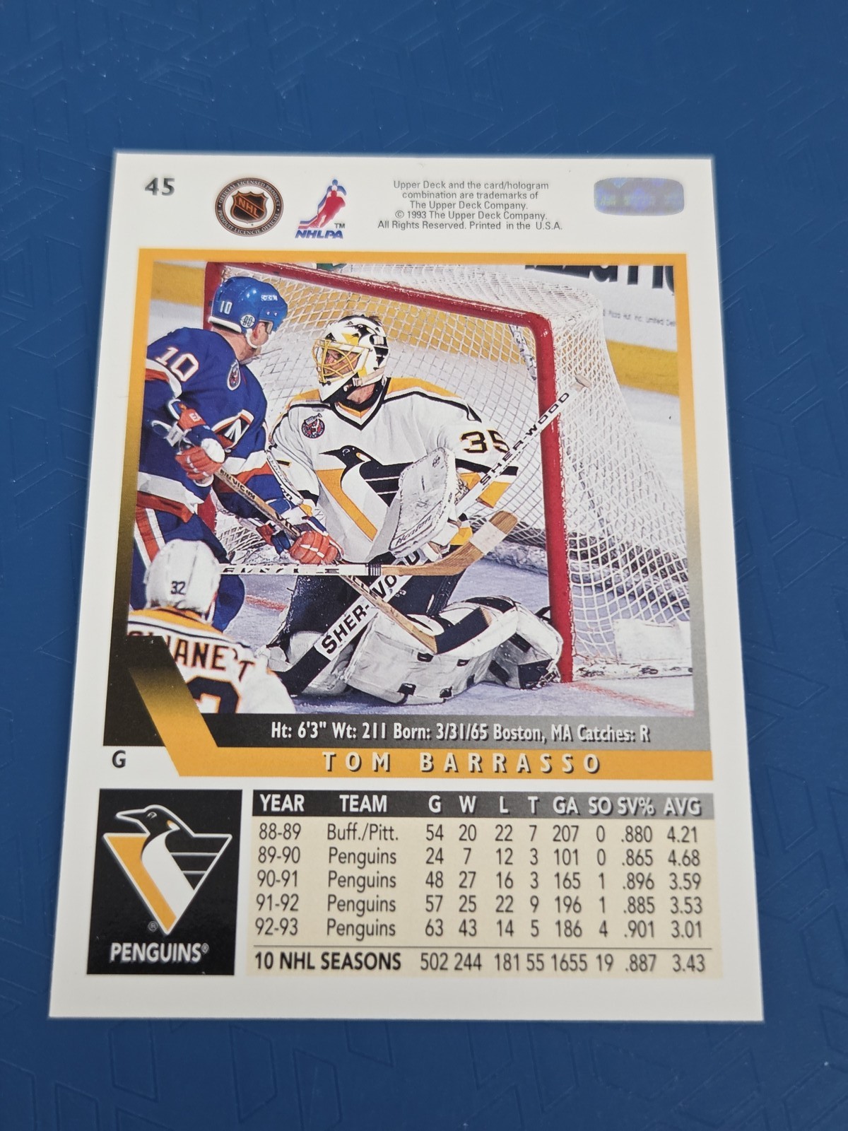 1993-94 Upper Deck #45 Tom Barrasso Hockey Card – 50% Off 6+ 3L
