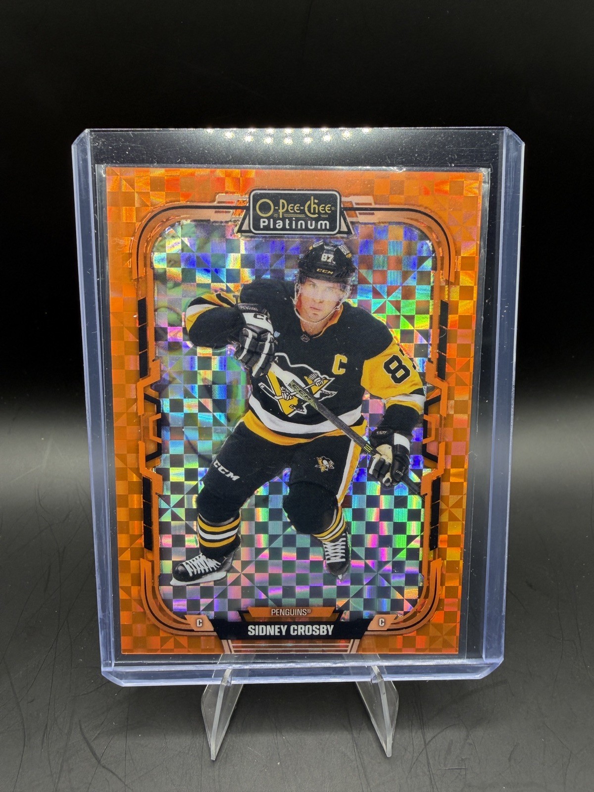 2025-26 O-Pee-Chee Platinum Preview Orange Checkers Sidney Crosby #P-3 13/15