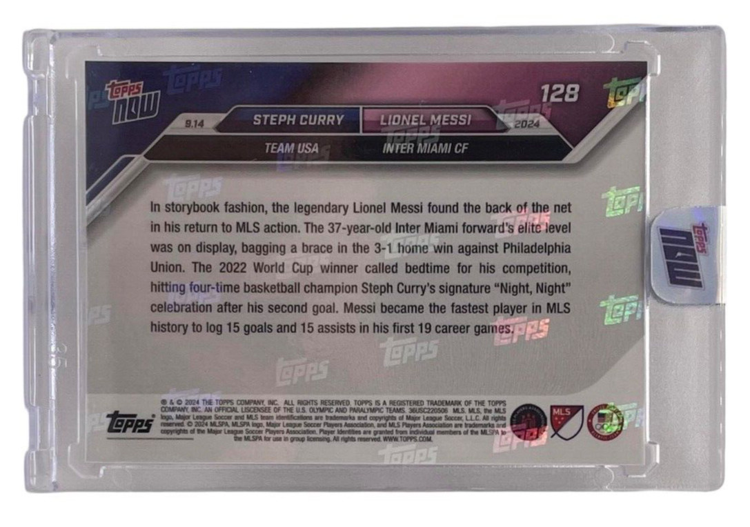 2024 Topps Now #128 Stephan Curry Lionel Messi Night Night New/Sealed (QTY)