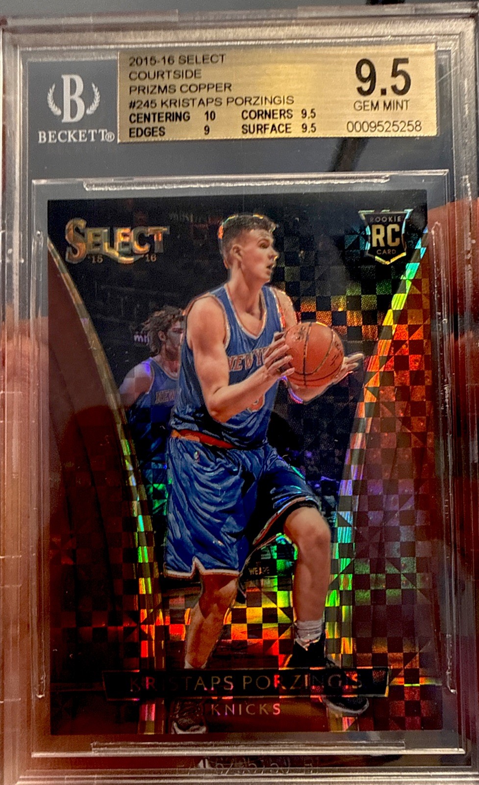 2015 Panini Select Courtside Copper Prizm #49 Kristaps Porzingis Rookie Bgs 9.5