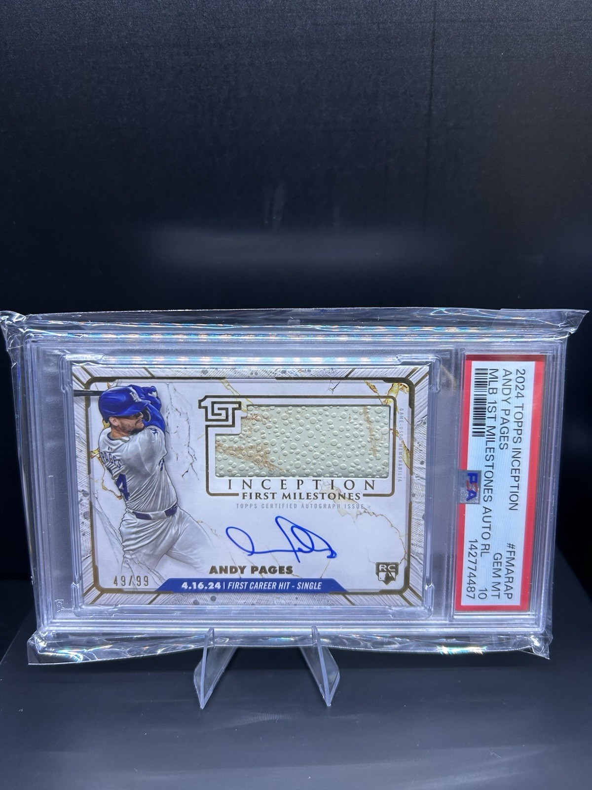 2024 Topps Inception Andy Pages Auto Relic 99 Rookie PSA 10 Pop 2 Dodgers