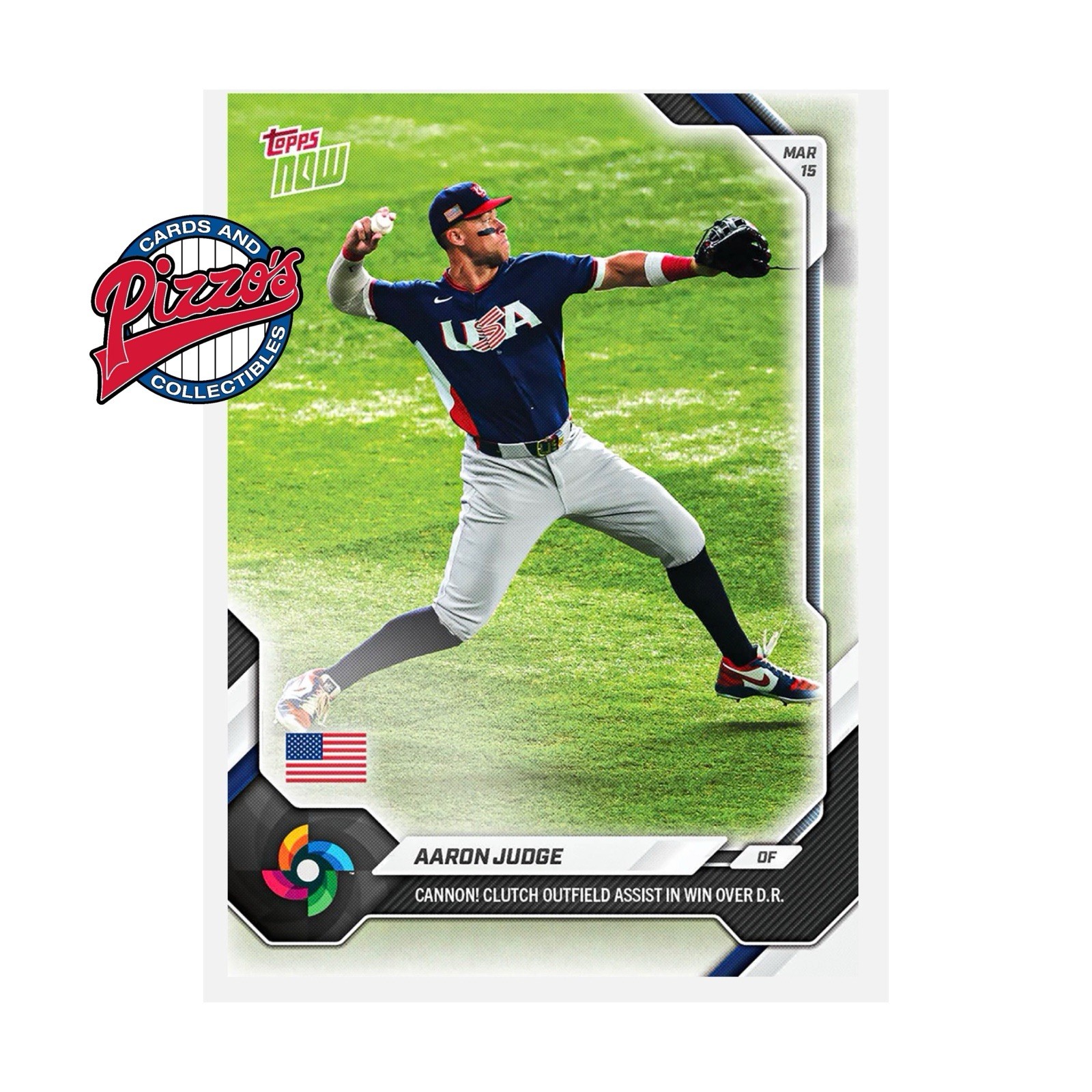 Aaron Judge Clutch Throw 2026 World Baseball Classic Topps NOW Card 36 In Hand