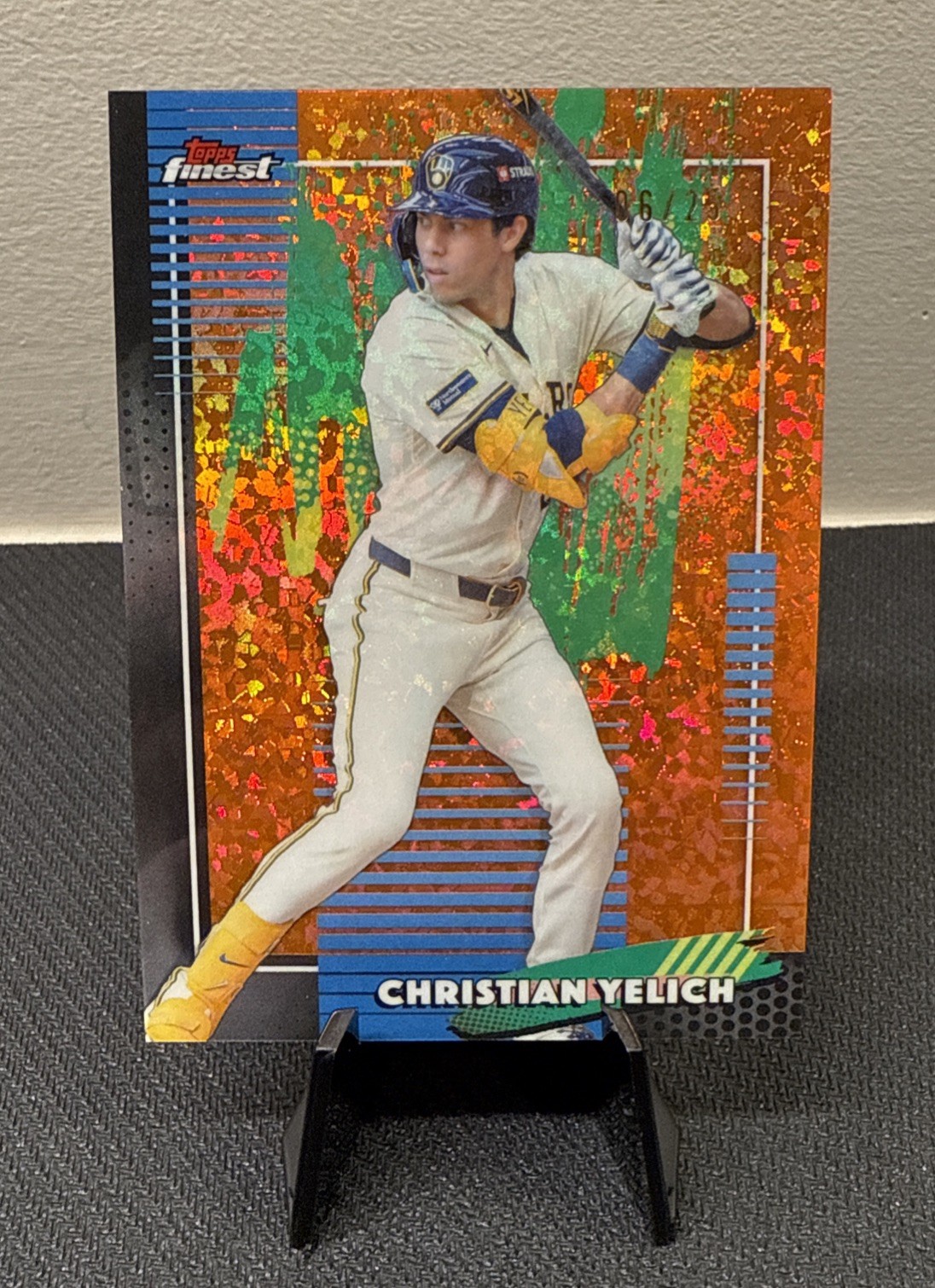 2026 Topps Finest Christian Yelich Orange Mini Diamond 06/25 #49