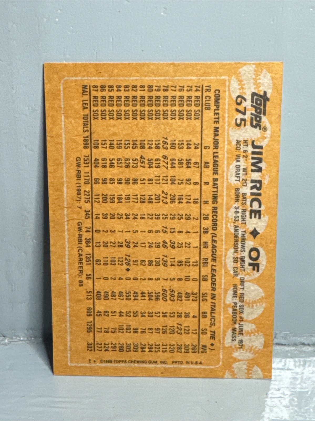 1988 Topps – Jim Rice #675
