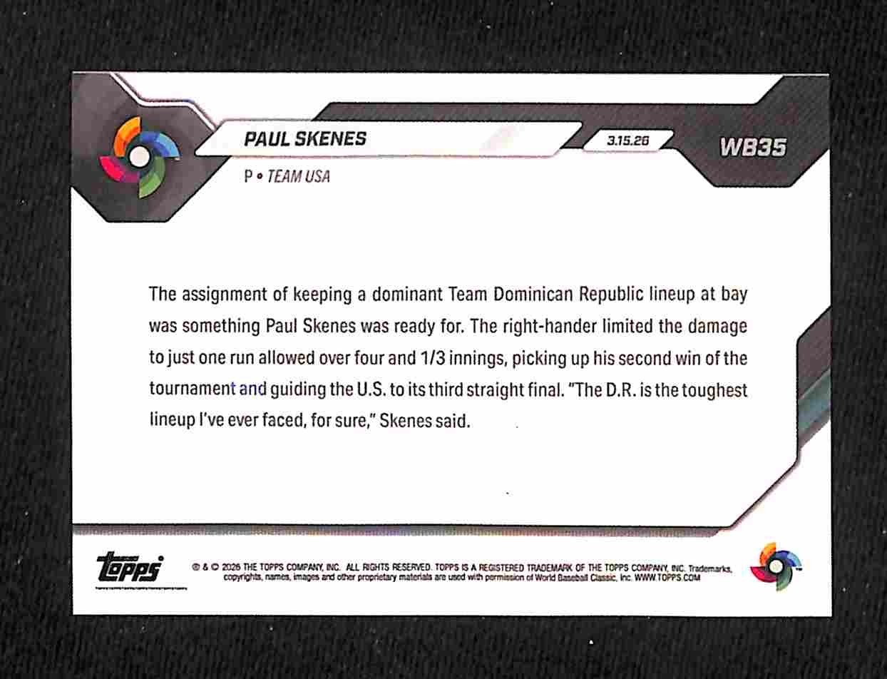 2026 Topps Now – Paul Skenes World Baseball Classic Massive Victory #WB35 USA