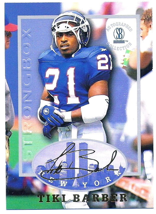 TIKI BARBER 1997 STRONGBOX AUTOGRAPHED COLLECTION ROOKIE CARD! NEW YORK GIANTS!