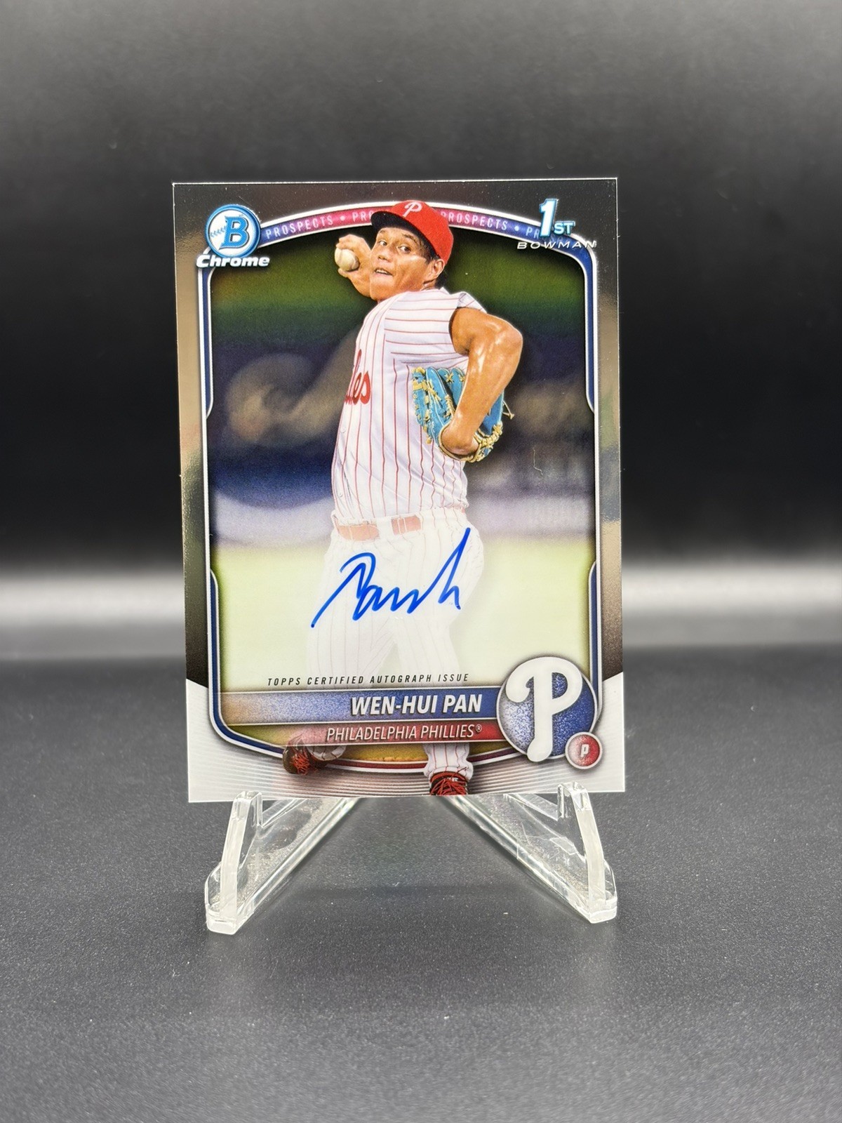 Wen-Hui Pan Auto 2025 Bowman Chrome 1st Prospect Autograph CPA-WP Phillies