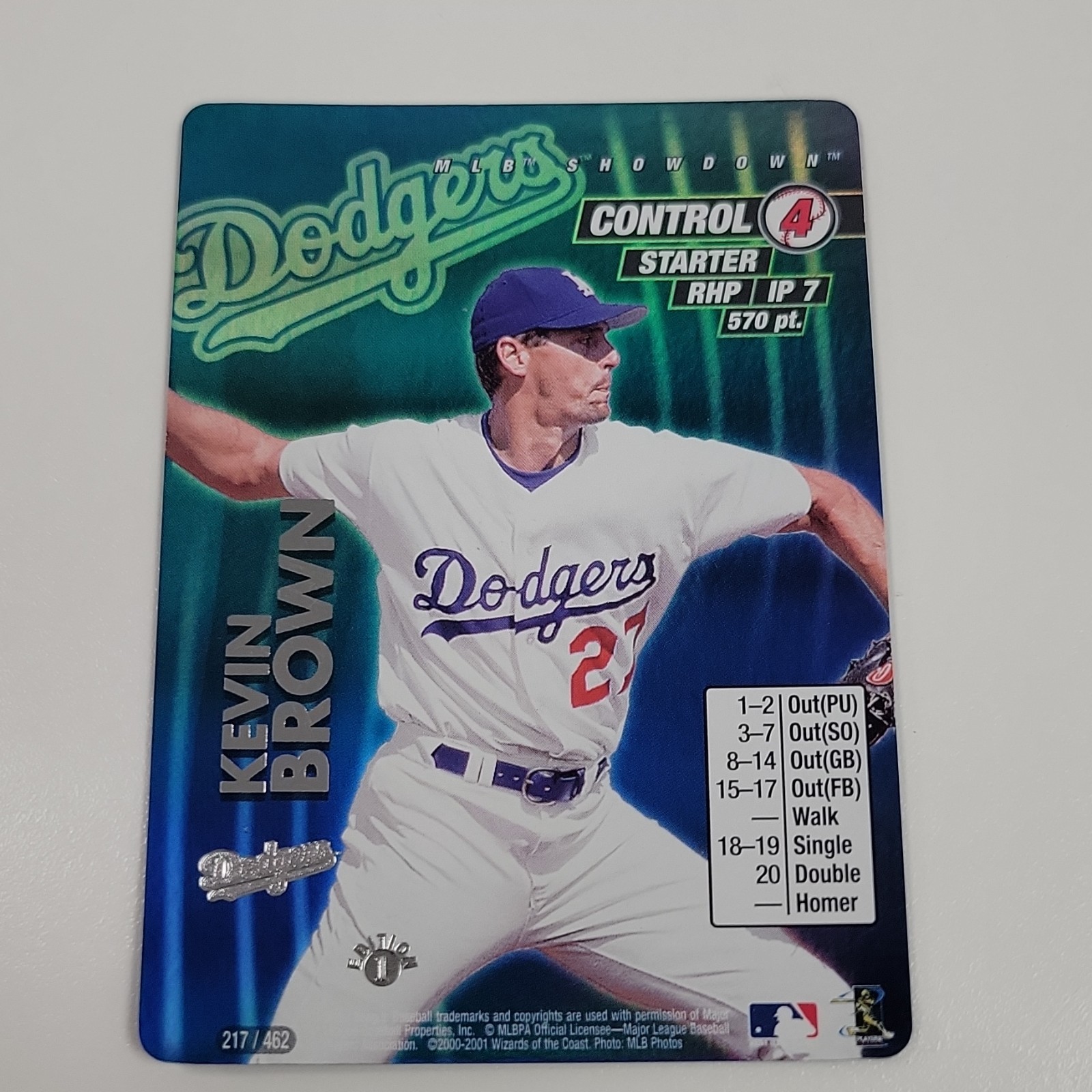 2001 MLB Showdown 1st Edition Kevin Brown #217 Los Angeles Dodgers