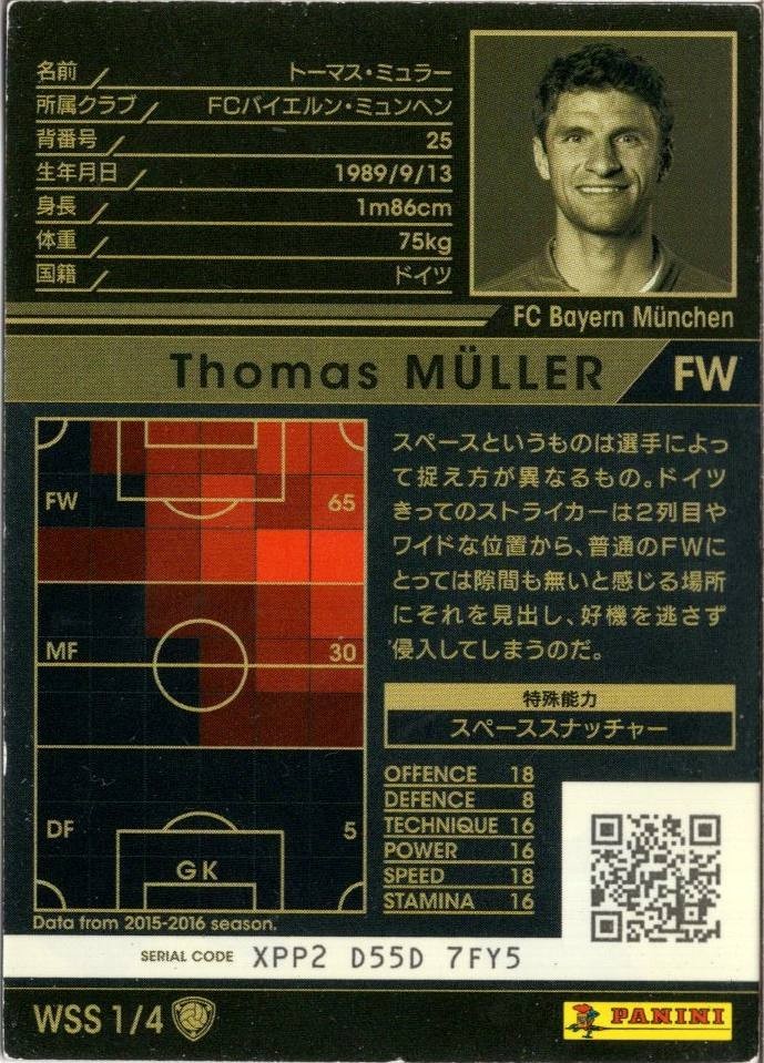 2016 WCCF Japan Foil Thomas Muller Bayern Munich Germany