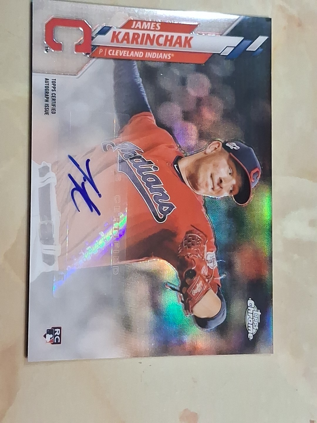 James Karinchak autographed Baseball Card 2020 Topps Chrome Refractor #USAJKA