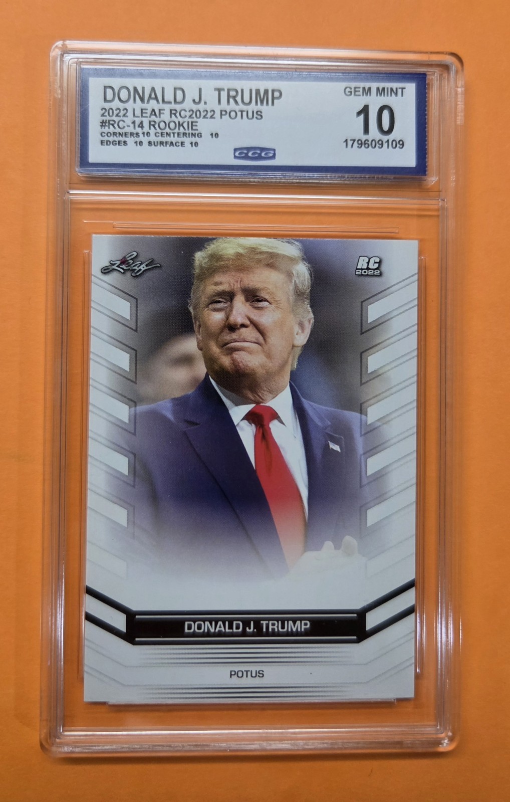 2022 Leaf Special release Rookie RC “POTUS” Donald J Trump RC-14 CCG GEM MINT 10