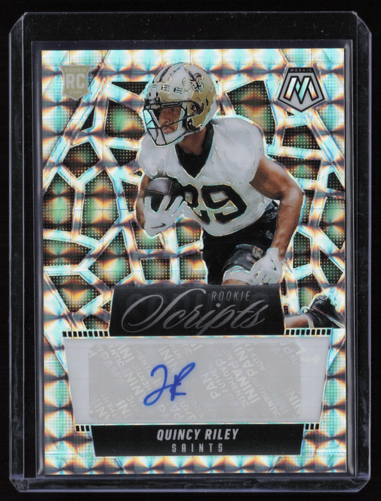 2025 Panini Mosaic #RS-QRY Quincy Riley Rookie Scripts New Orleans Saints