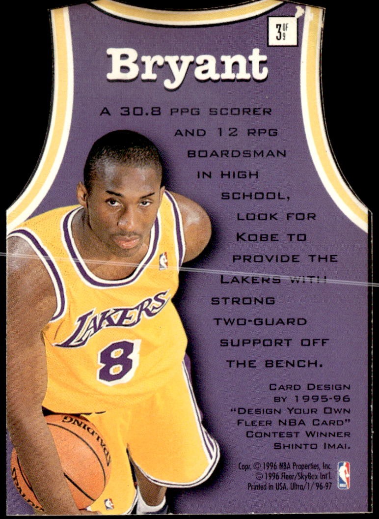 1996-97 Ultra #3 Kobe Bryant Fresh Faces Rookie E1 DAMAGED