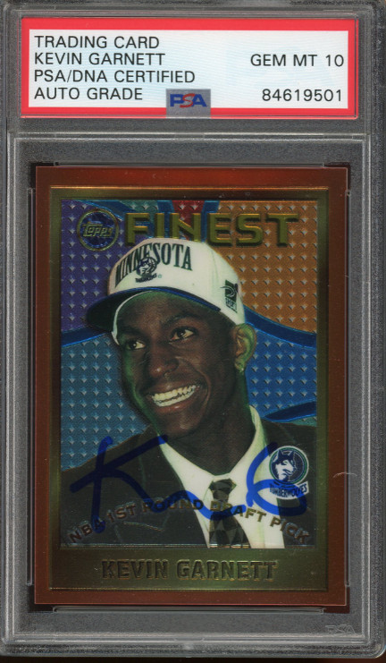 Kevin Garnett Signed 1995-96 Topps Finest Rookie Card Auto Gem Mint 10! PSA