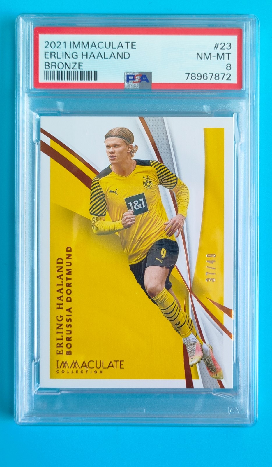 2021 Immaculate Dortmund Erling Haaland Base 37/49 PSA 8