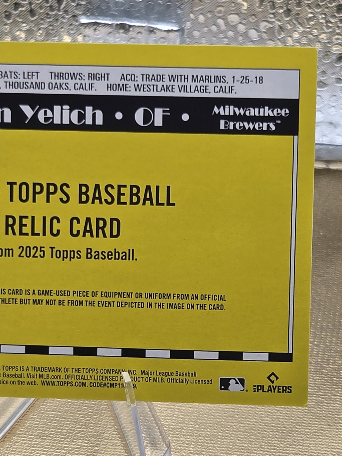 Christian Yelich Patch 2025 Topps – 1990’s Anniversary Relic #90RU-CY Brewers 🔥