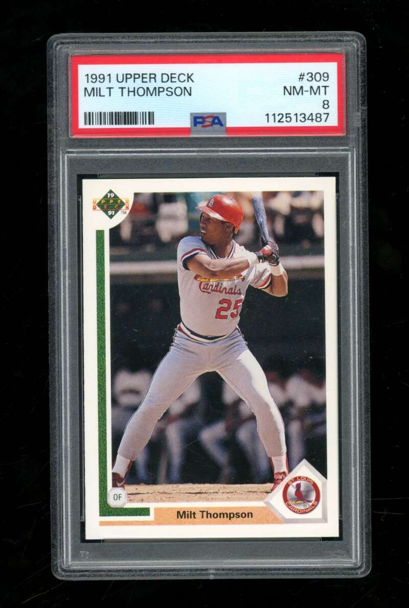 1991 Upper Deck Milt Thompson #309 PSA 8 Bullseye Error Cardinals SE427
