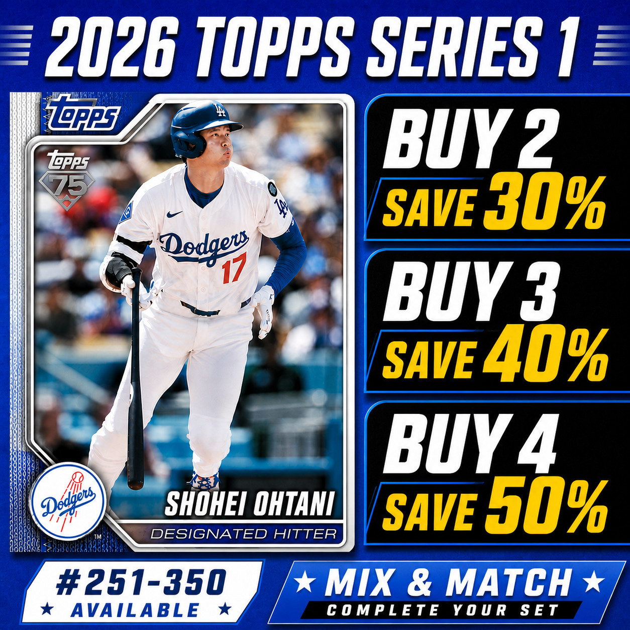 2026 Topps Series 1 Baseball Base Set Singles #251–#350 Complete Your Set