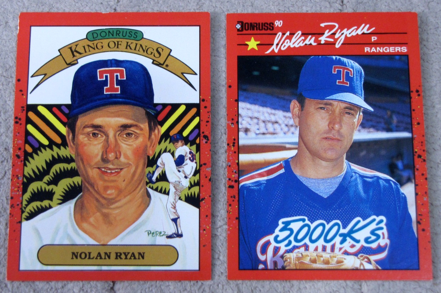 1990 Donruss Nolan Ryan #659 5000K & 665 Diamond Kings Corrected Versions