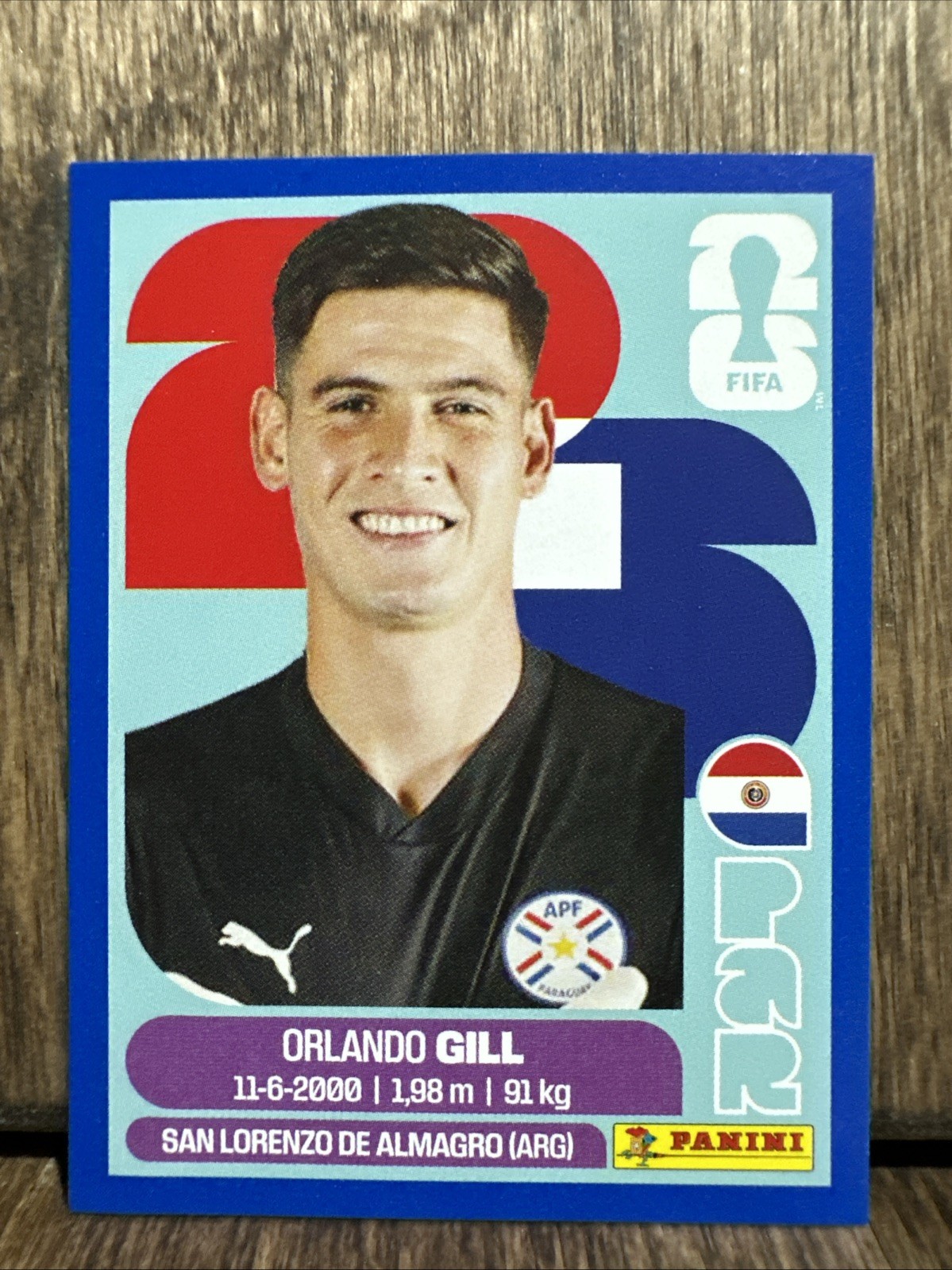 2026 Panini FIFA World Cup Sticker Orlando Gill #PAR 3 Blue Parallel Paraguay