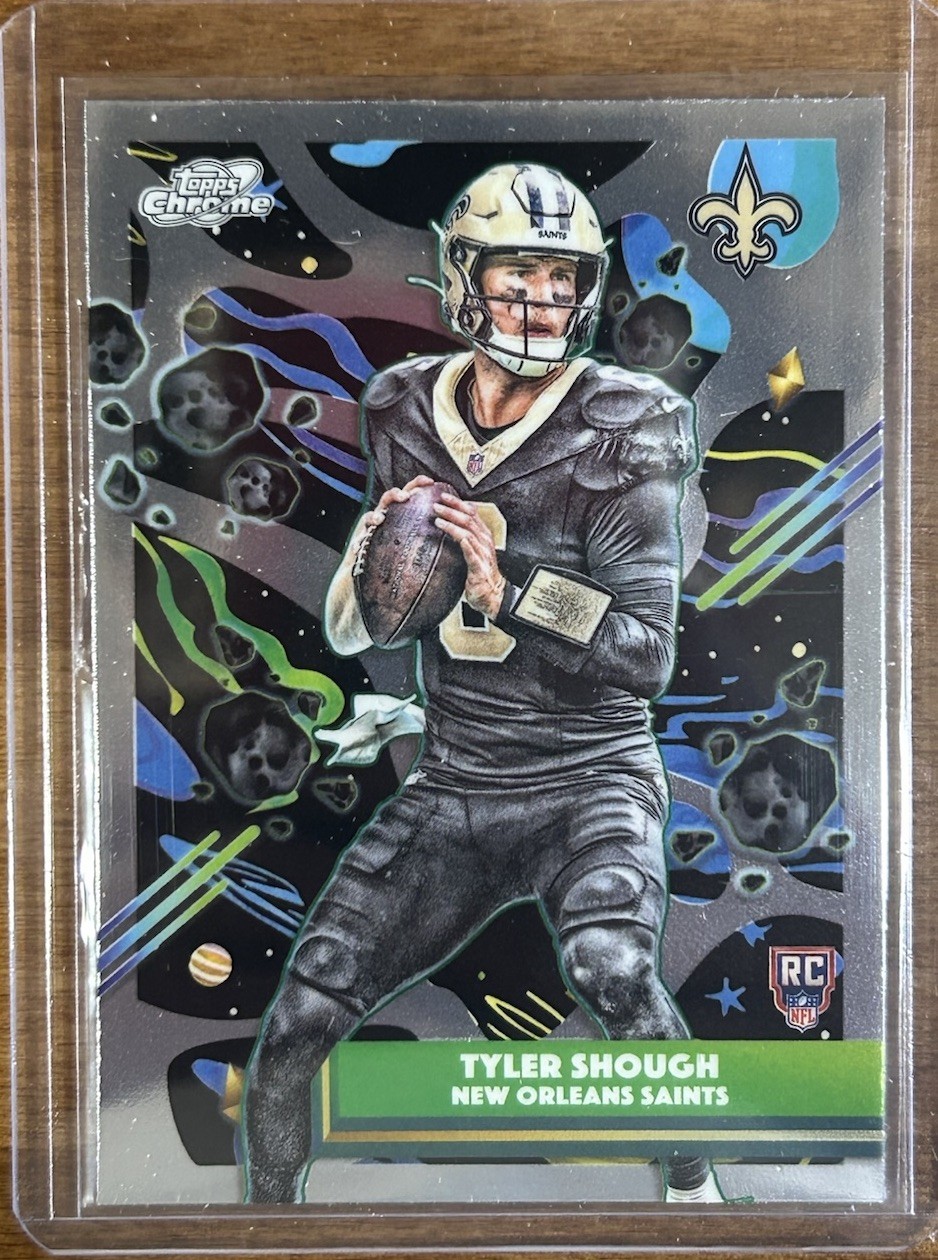 2025 Topps Chrome Cosmic Football Tyler Shough Base RC # 171 Saints