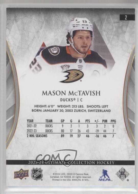 2023-24 Upper Deck Ultimate Collection 141/149 Mason McTavish #2 1c5x