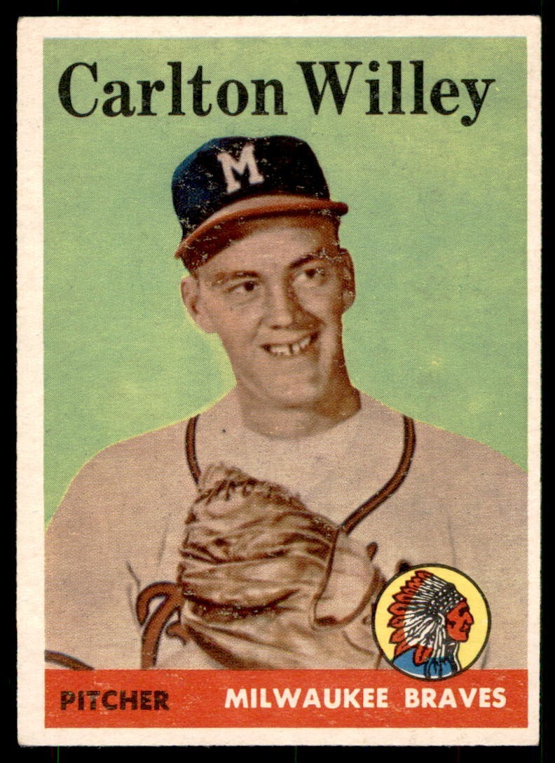 1958 Topps #407 CARLTON WILLEY RC Milwaukee Braves EX-EXMT