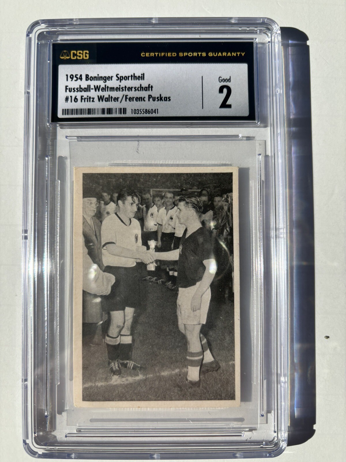 1954 Fritz Walter/Ferenc Puskas Boninger Fußball-Weltmeisterschaft “Rare” CSG