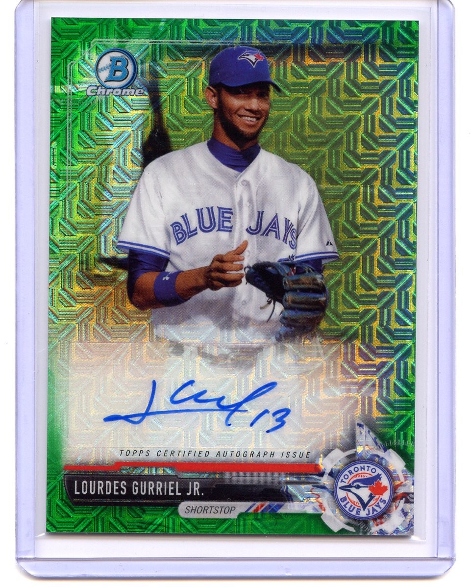 Lourdes Gurriel Jr 2017 Bowman Chrome Mega Box Green Mojo Auto /99 Blue Jays