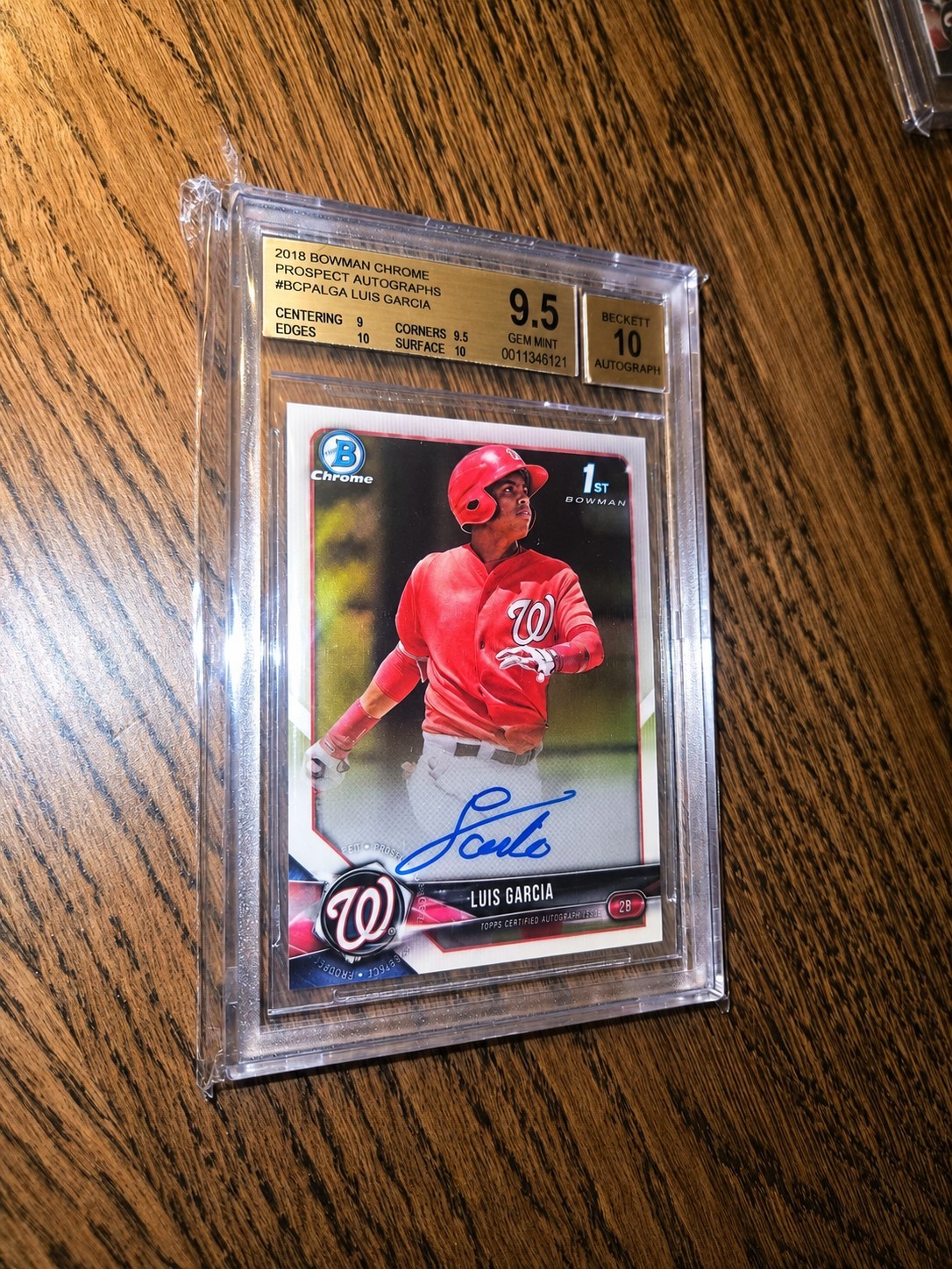 2018 Bowman Chrome Prospect Autographs Luis Garcia 1st Bowman RC Auto BGS 9.5/10