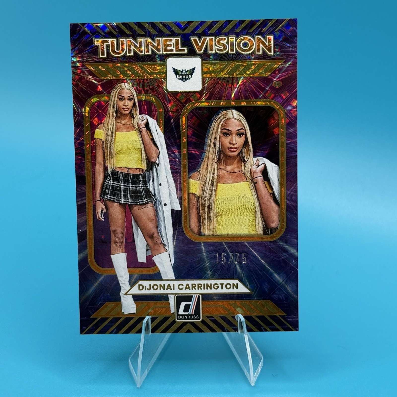2025 Dijonai Carrington Donruss WNBA Tunnel Vision #5 Orange Fireworks 15/75