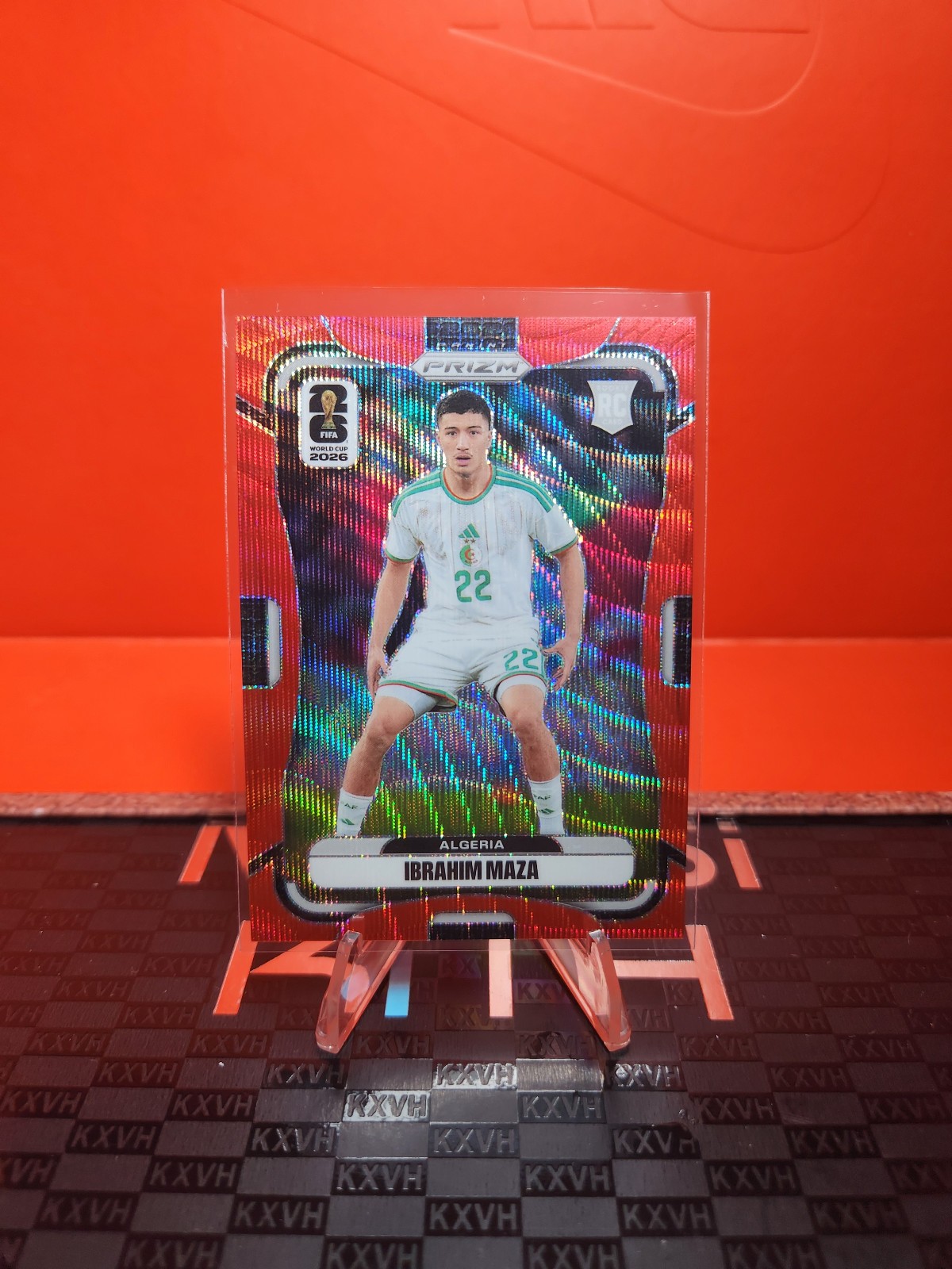 2026 Panini Prizm FIFA World Cup #128 Ibrahim Maza Rookie Red Wave /39 Algeria