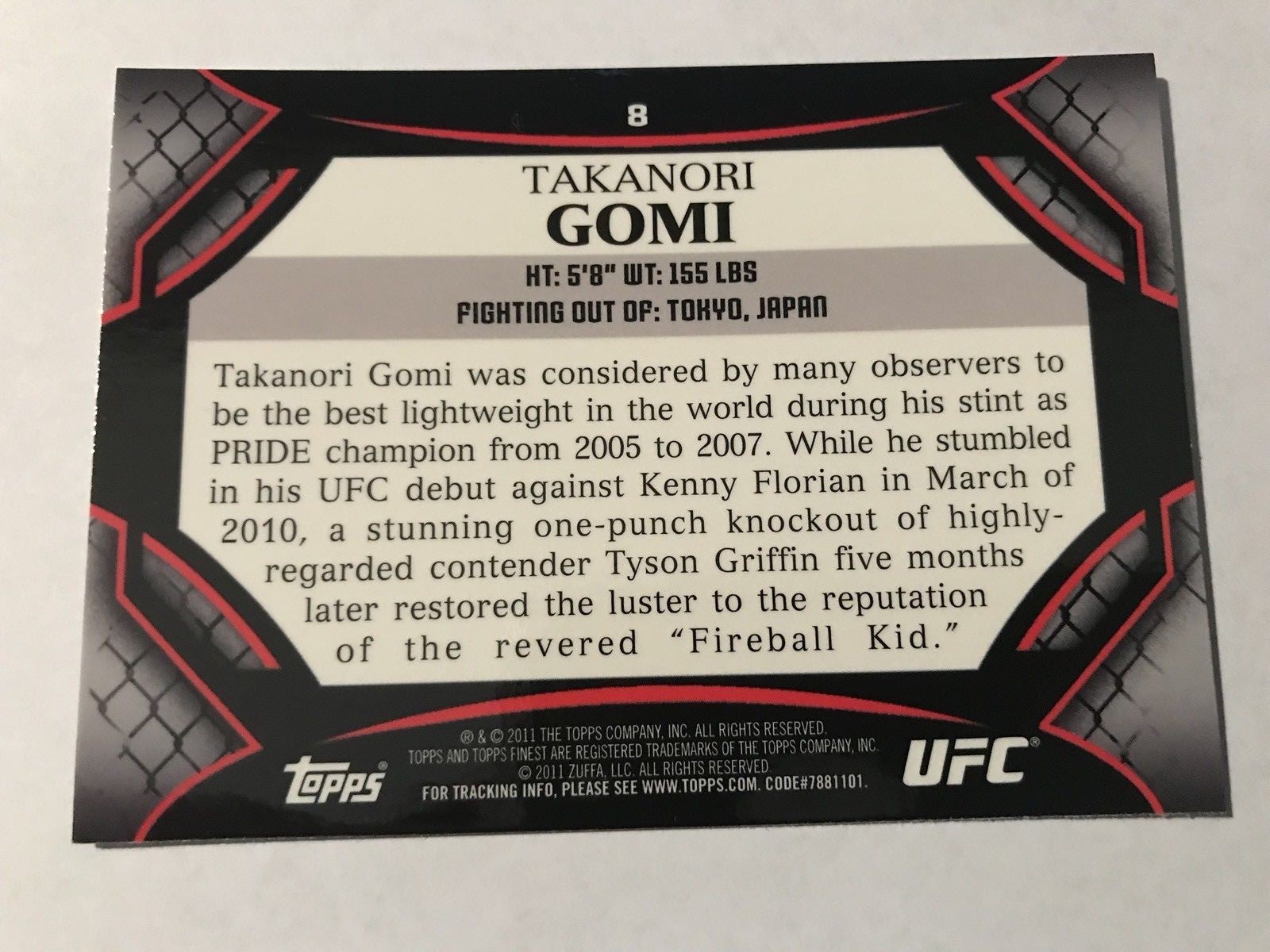 2011 Finest UFC #8 – Takanori Gomi