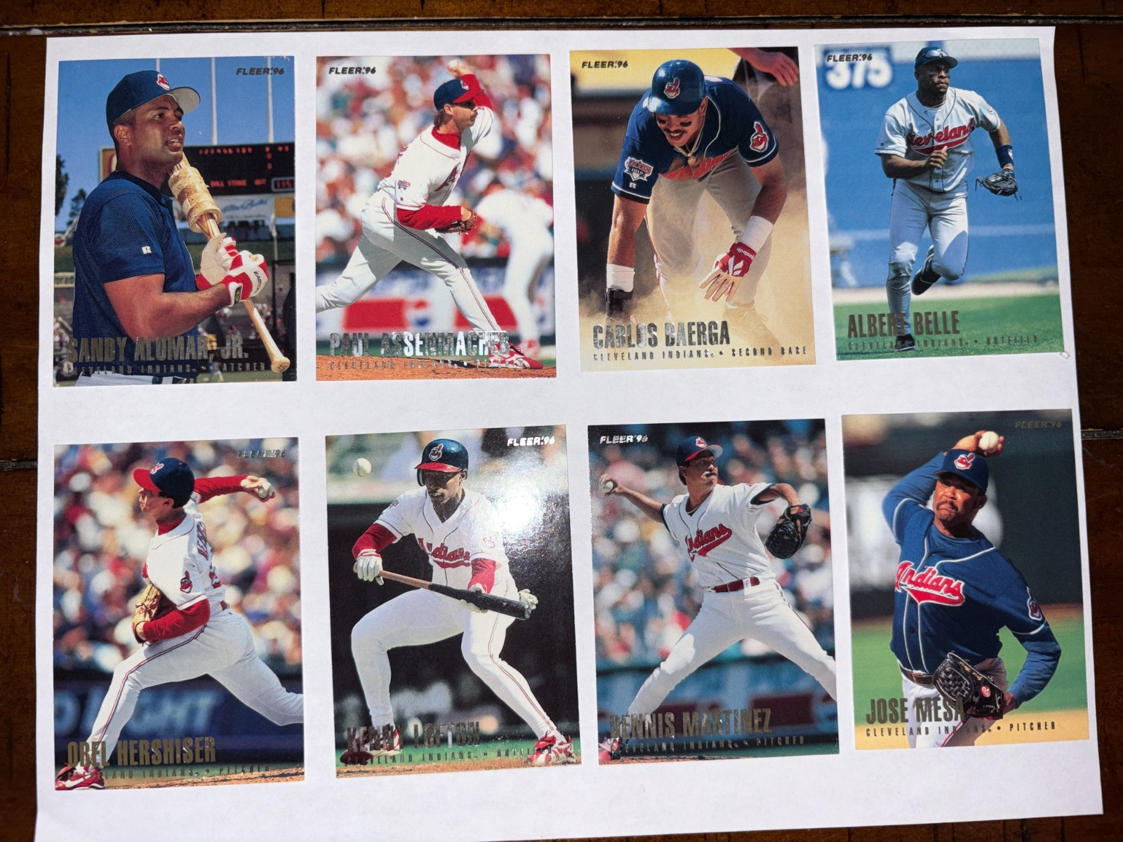 1996 FLEER BASEBALL CARDS YOU CHOOSE CLEVELAND INDIANS TEAM SET GLOSSY 1-18 MLB