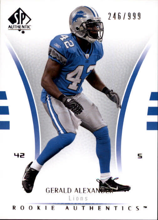 B0364- 2007 SP Authentic #182 Gerald Alexander RC /999 – NM-MT