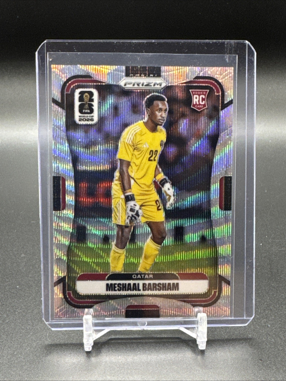 Meshaal Barsham 2026 Prizm FIFA World Cup Silver Wave RC #376 Qatar