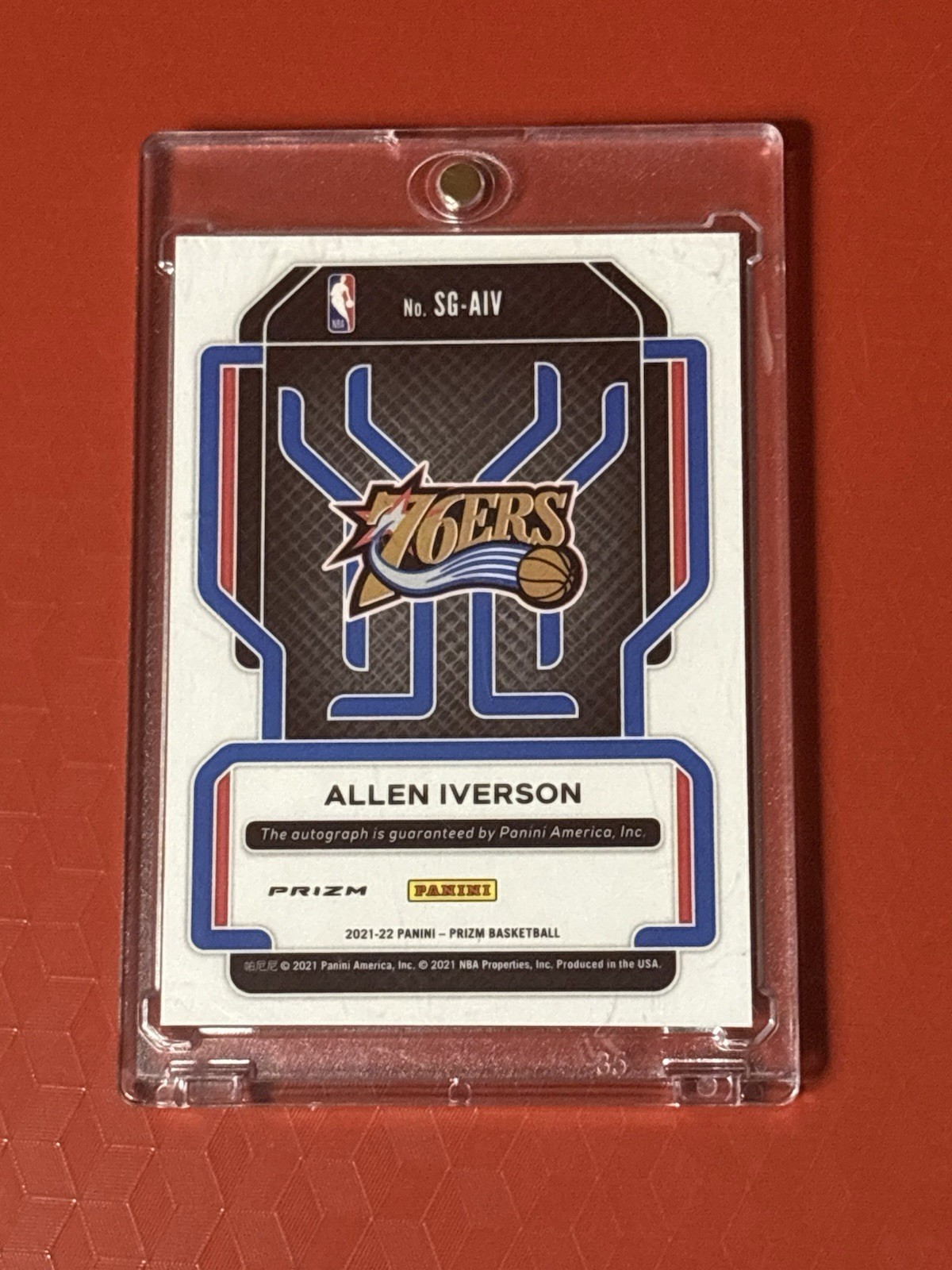 2021-22 Panini Prizm Allen Iverson Silver Prizm Autograph SG-AIV 76ers