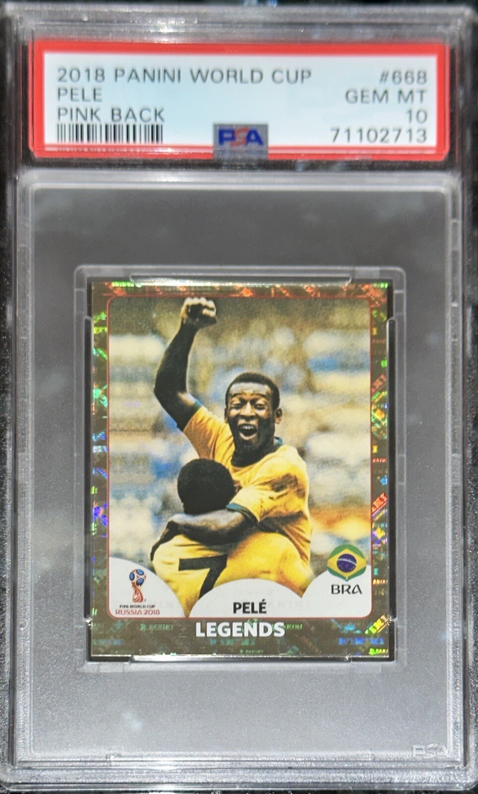 💎2018 PELE Panini World Cup Legends Pink Back Gold Foil Refractor PSA 10 prizm