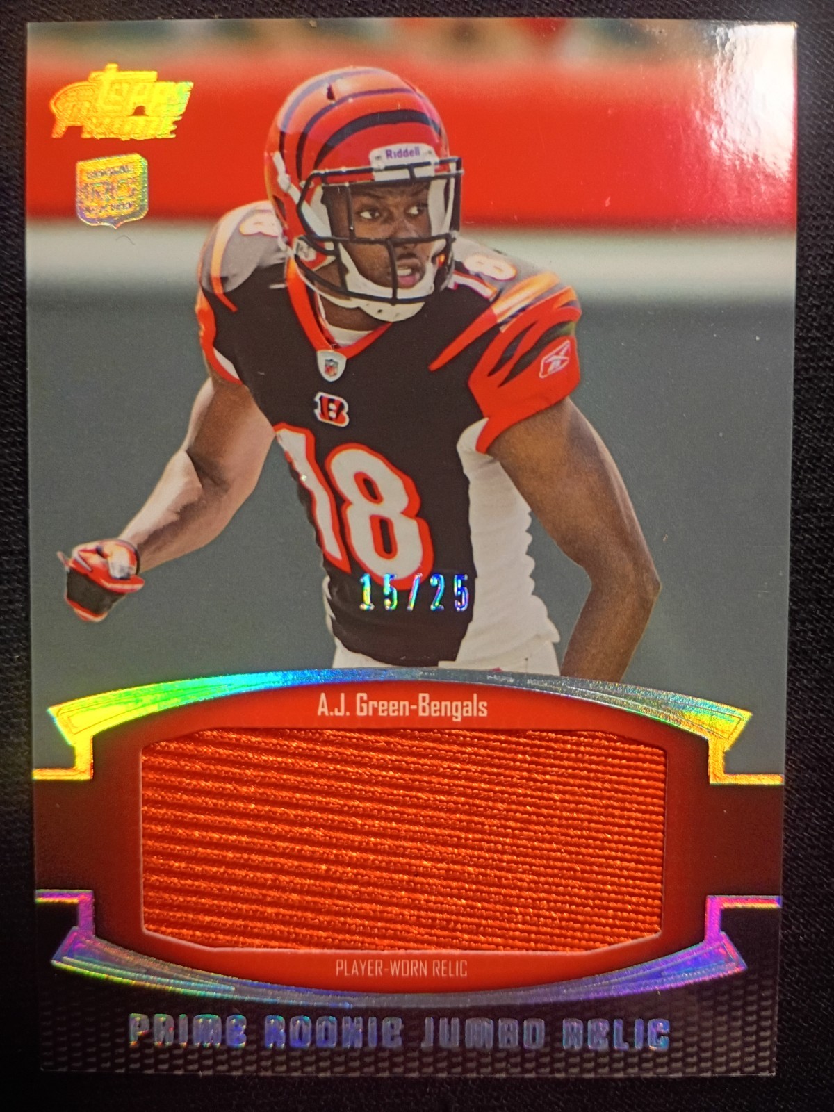 A.J. GREEN RC #d /25 SSP 2011 Topps Prime Rookies !! ORANGE PATCH MATCH!!