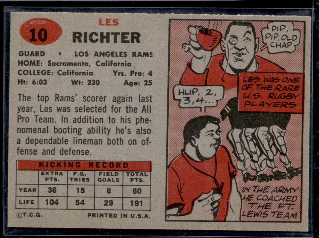 1957 Topps #10 Les Richter Los Angeles Rams (HOF) EX-MINT