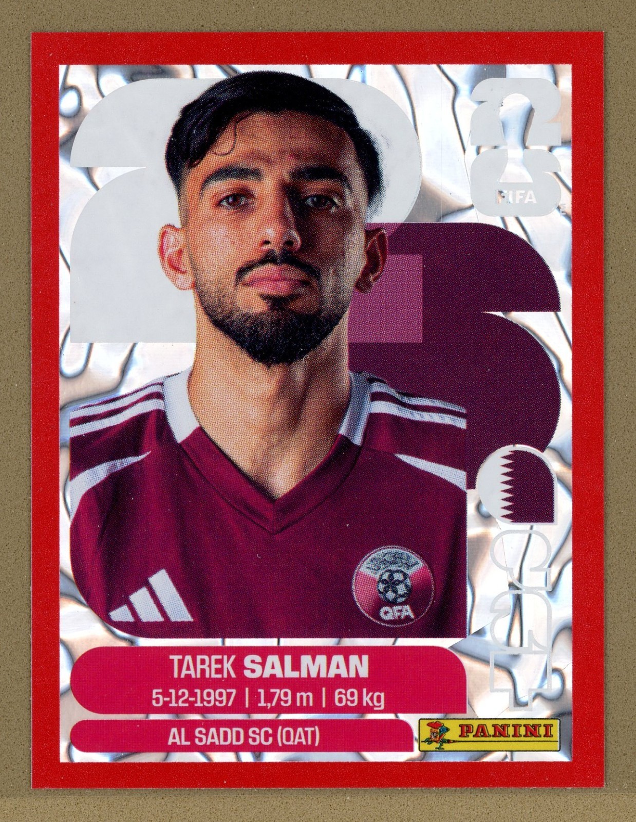 2026 Panini World Cup Soccer Online Exclusive Red Crumple Tarek Salman QAT 8